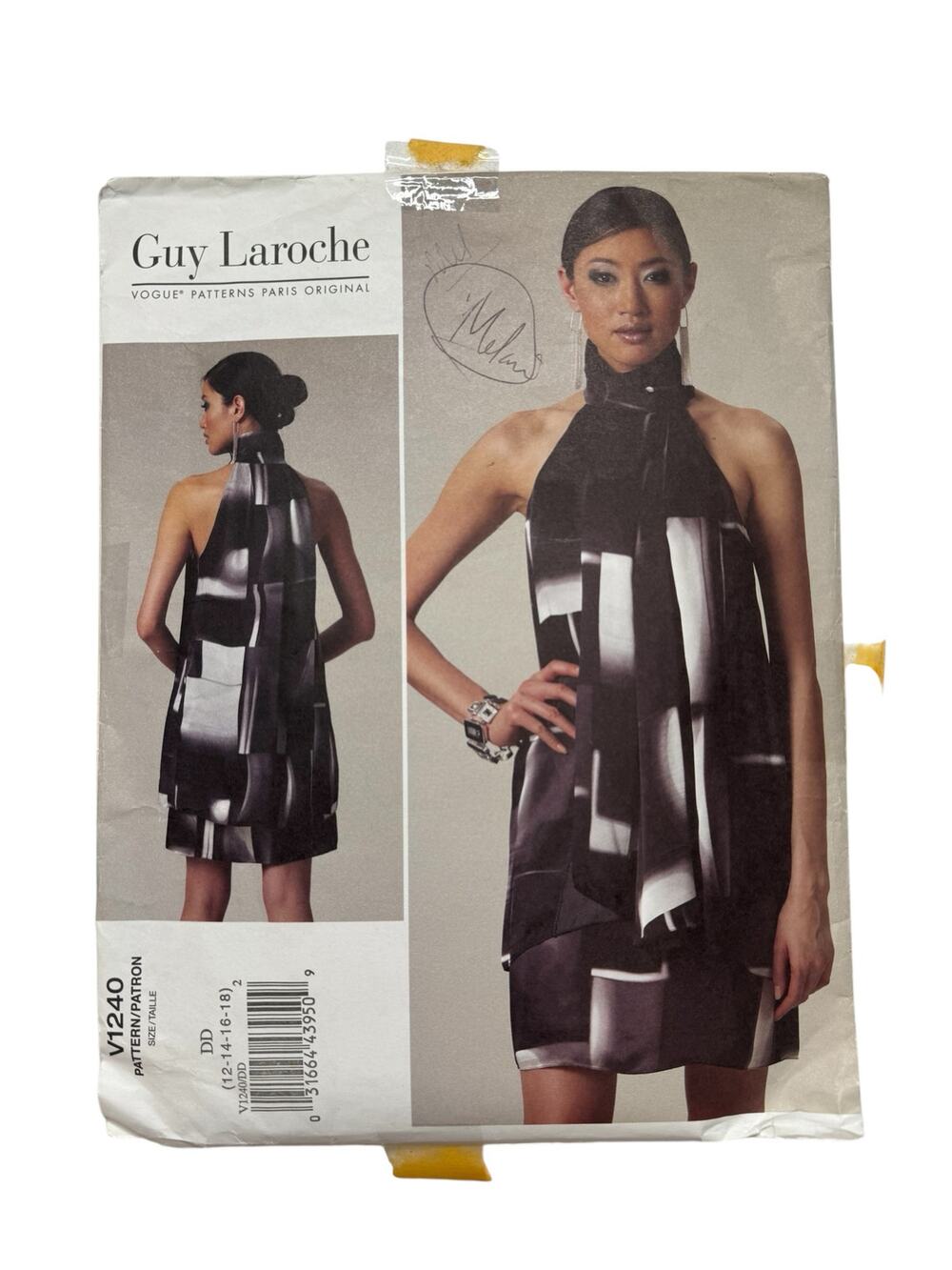 VOGUE Guy Laroche Dress Pattern V1240 DD 12/14/16/18 Semi-fitted Lined Easy